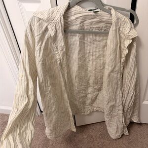 Ralph Lauren Cream and Blue Linen Shirt